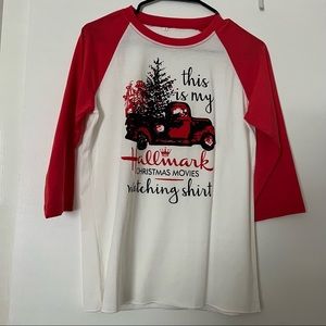 Hallmark Small Christmas Movies Raglan Shirt NEW